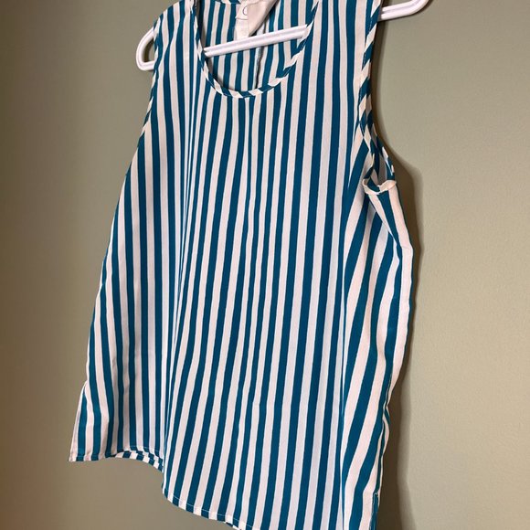 CIMONE Vintage Teal and White Stripe Blouse Loose fitting. Size Small - Picture 2 of 7